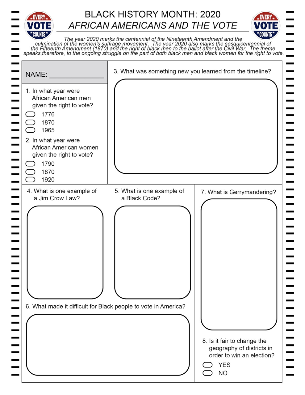 Black History Month Worksheets Printable Free