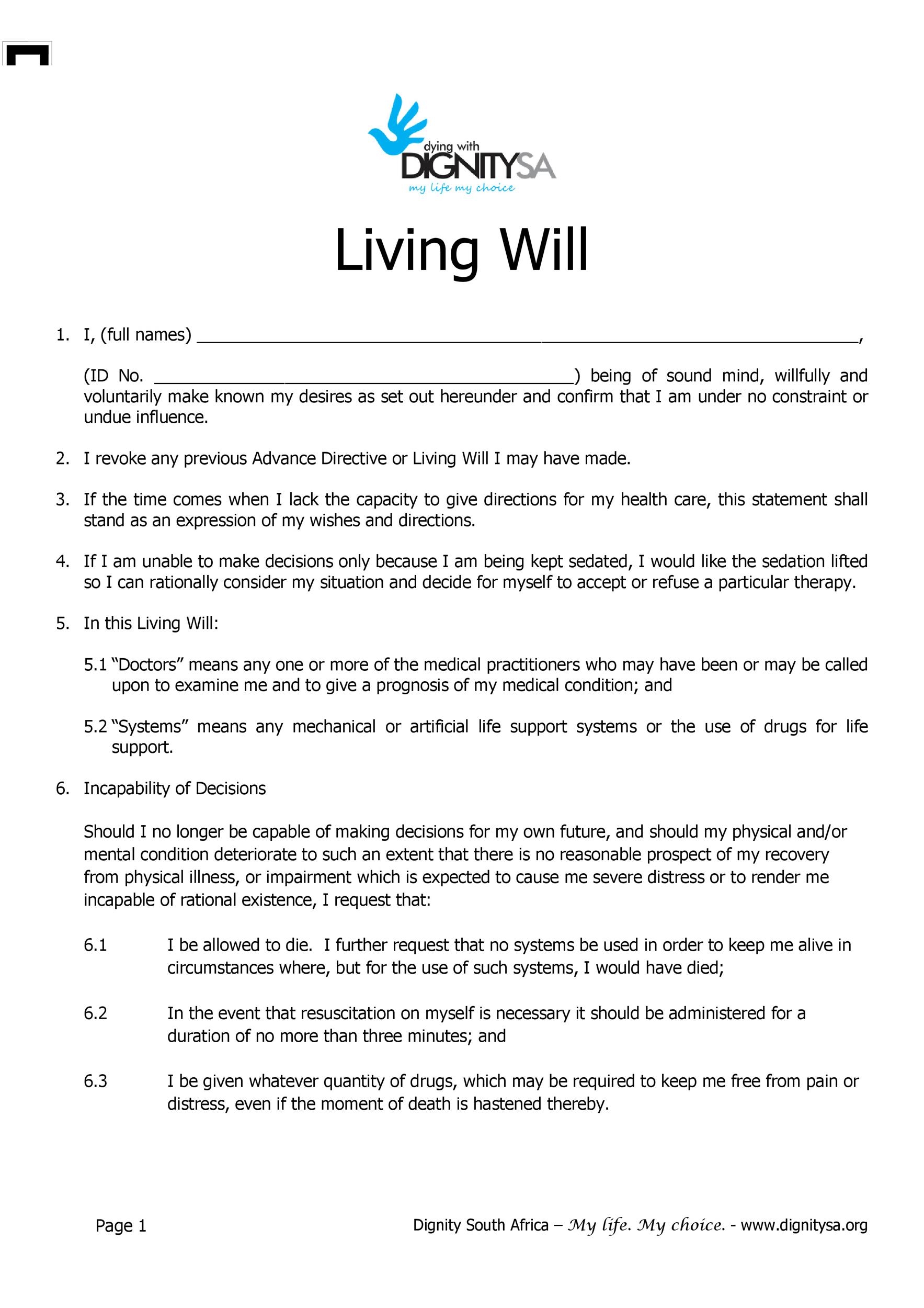 50 Free Living Will Templates amp Forms Word TemplateLab 