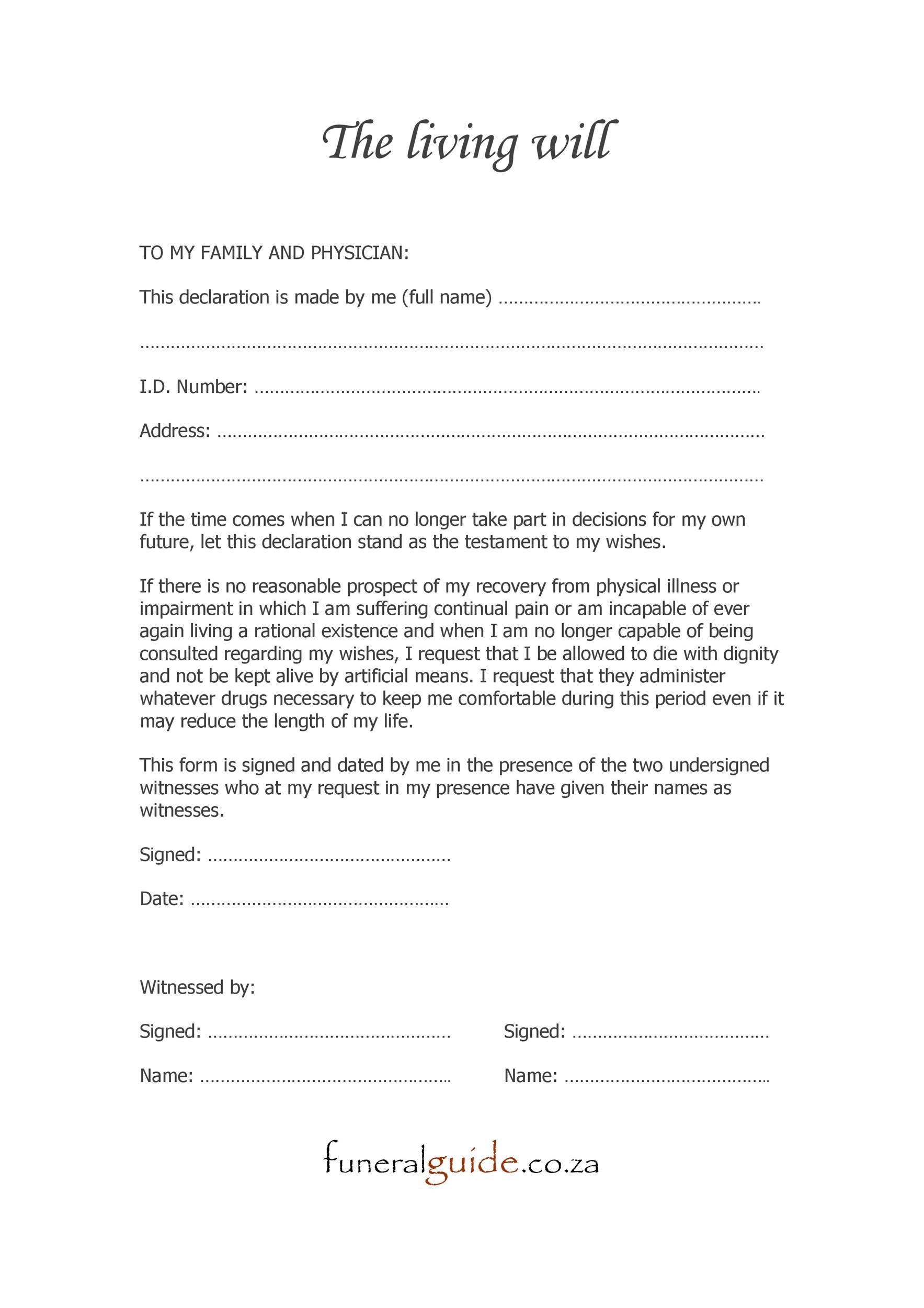 50 Free Living Will Templates amp Forms Word TemplateLab