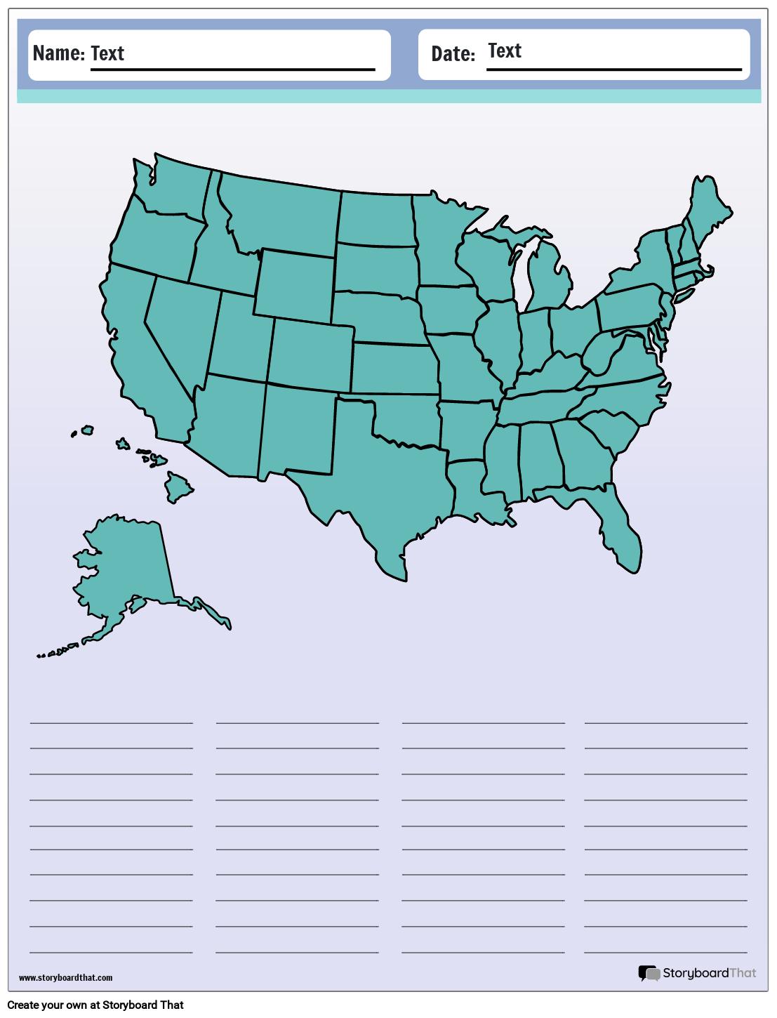 50 States Worksheets Create amp Print With Storyboard That