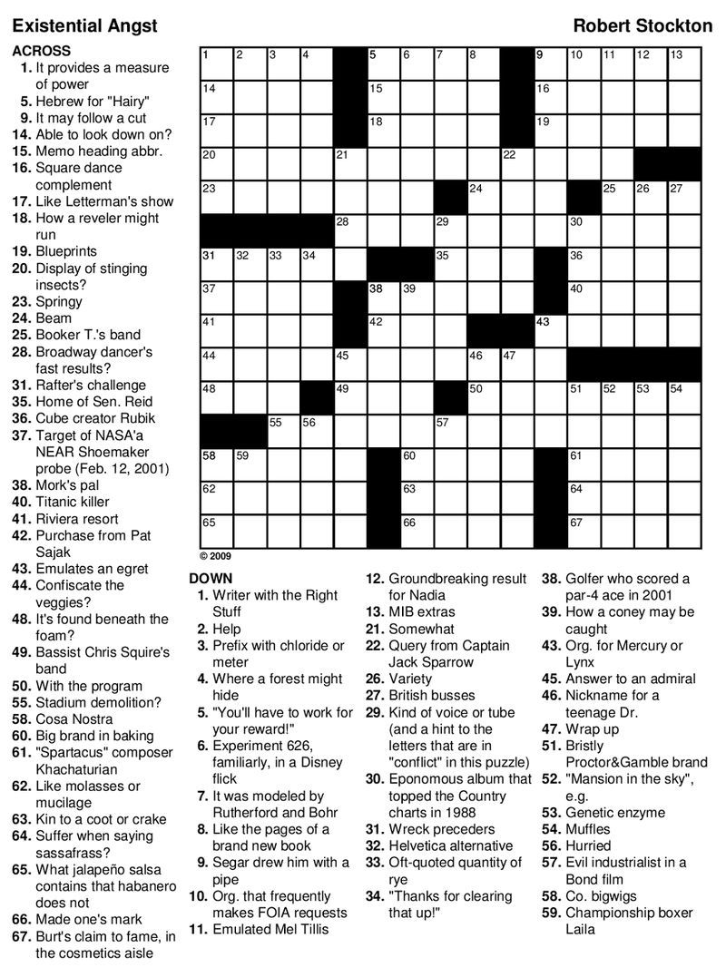 Printable Hard Crossword Puzzles