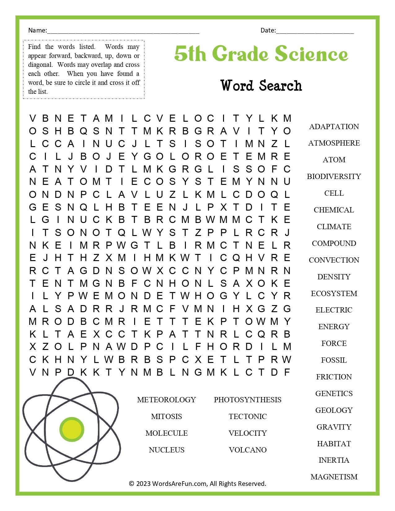 Word Puzzles Printable For Grade 5