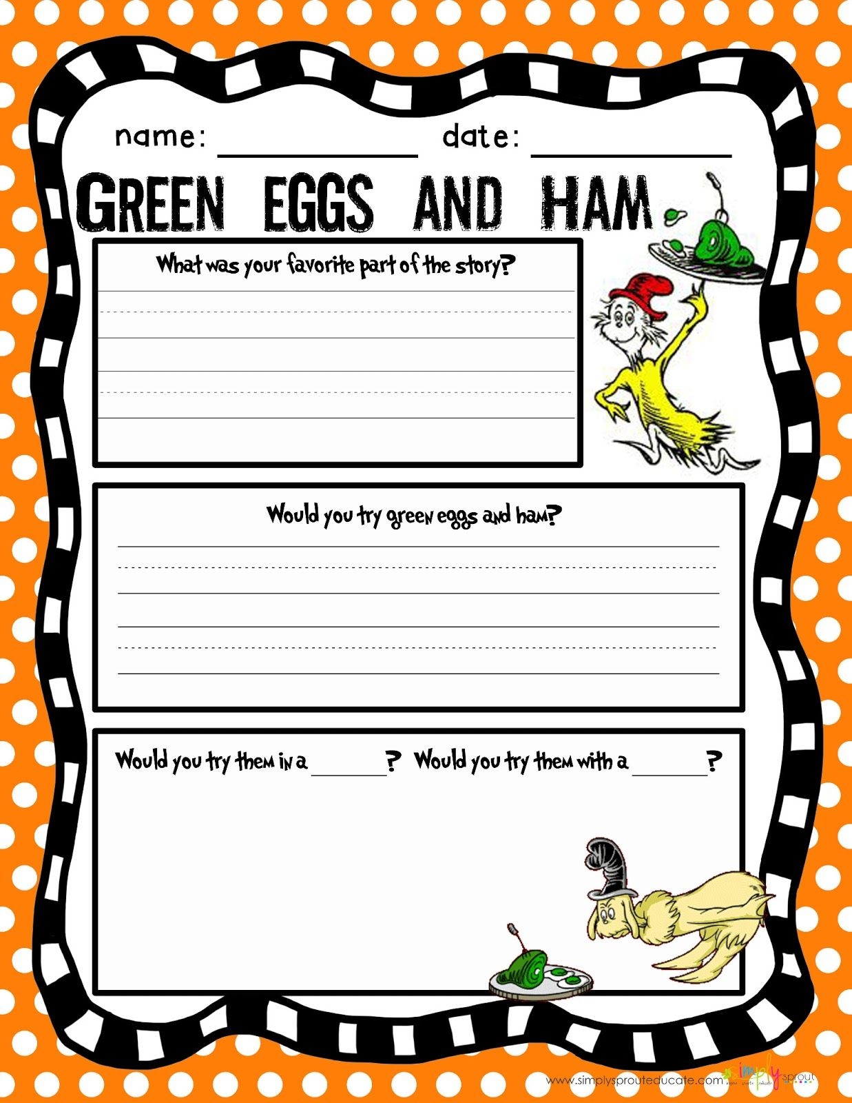 Green Eggs And Ham Printable Activities