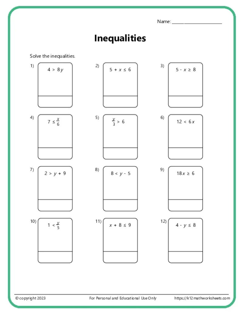 6th Grade Algebra Worksheets Free Printable