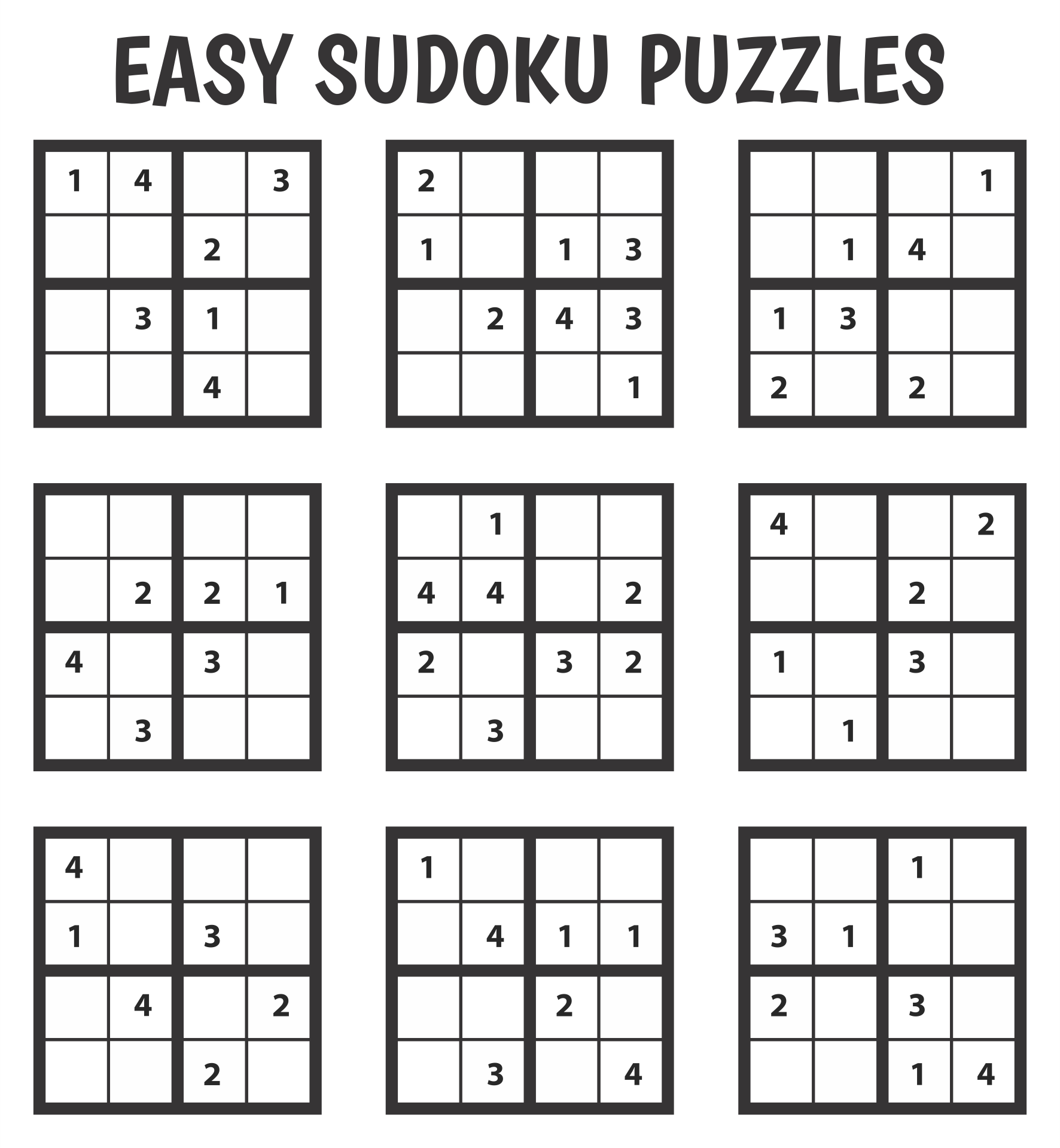 Free Printable Easy Sudoku Puzzles For Kids