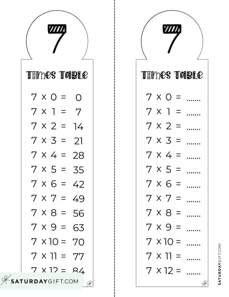 7 Times Tables Worksheets Printable