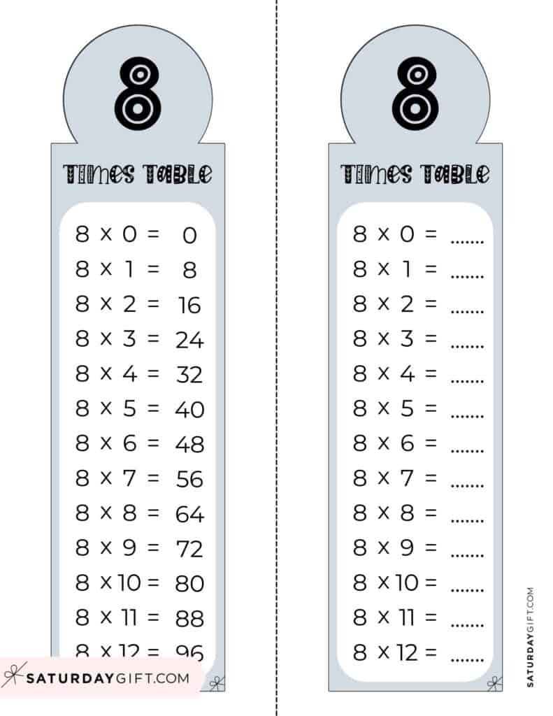 8 Times Table Chart 15 Cute amp Free Printables SaturdayGift