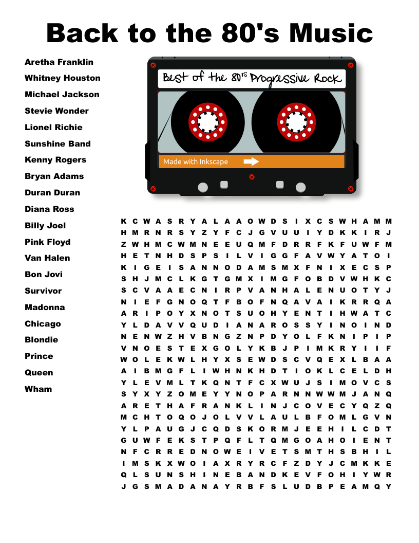 80s Music Crossword Puzzles Printable