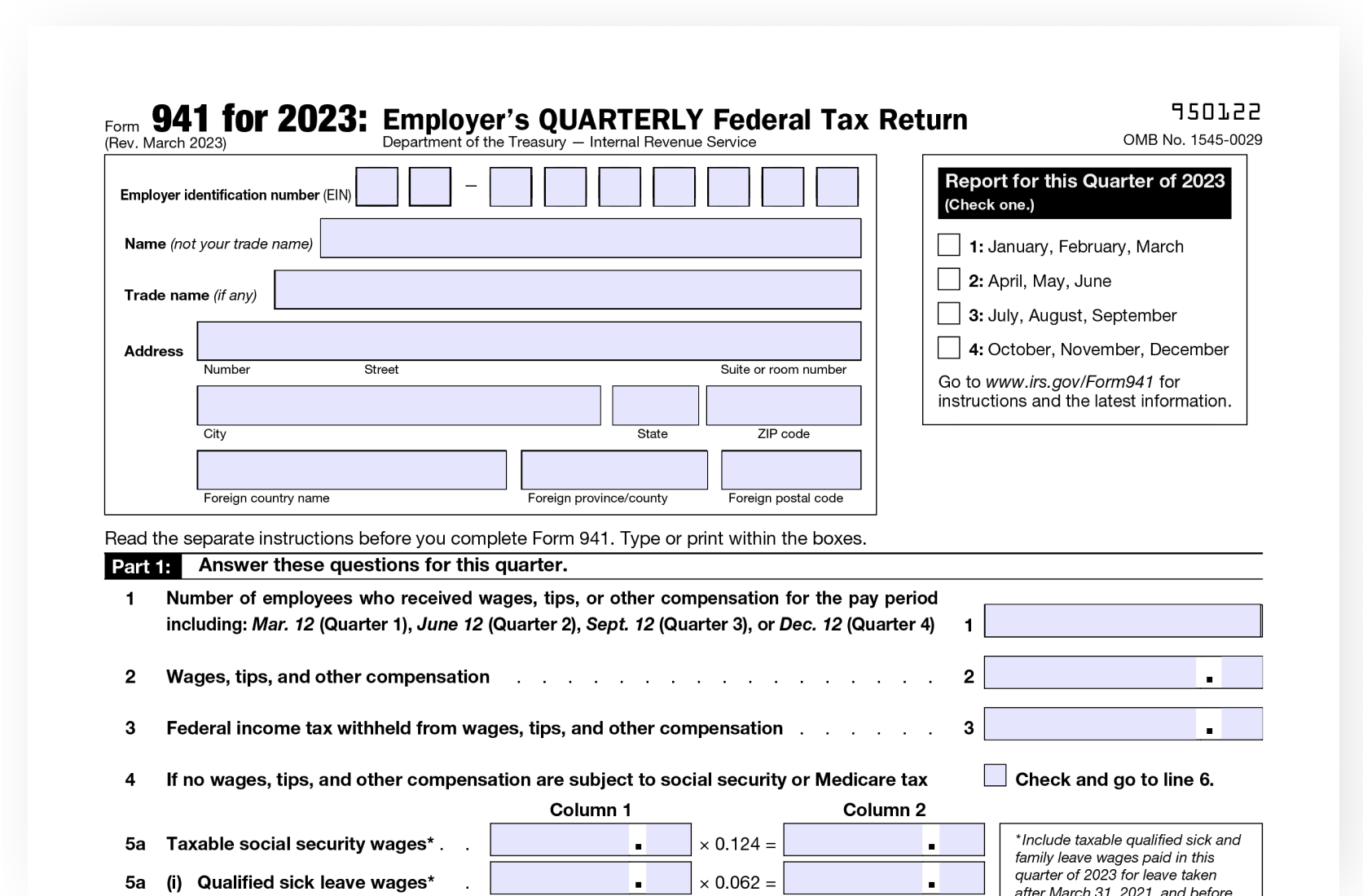 Printable Form 941 2023