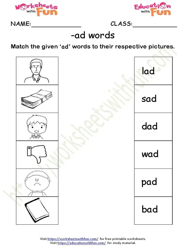 Ad Word Family Worksheet 4 PDF PDF