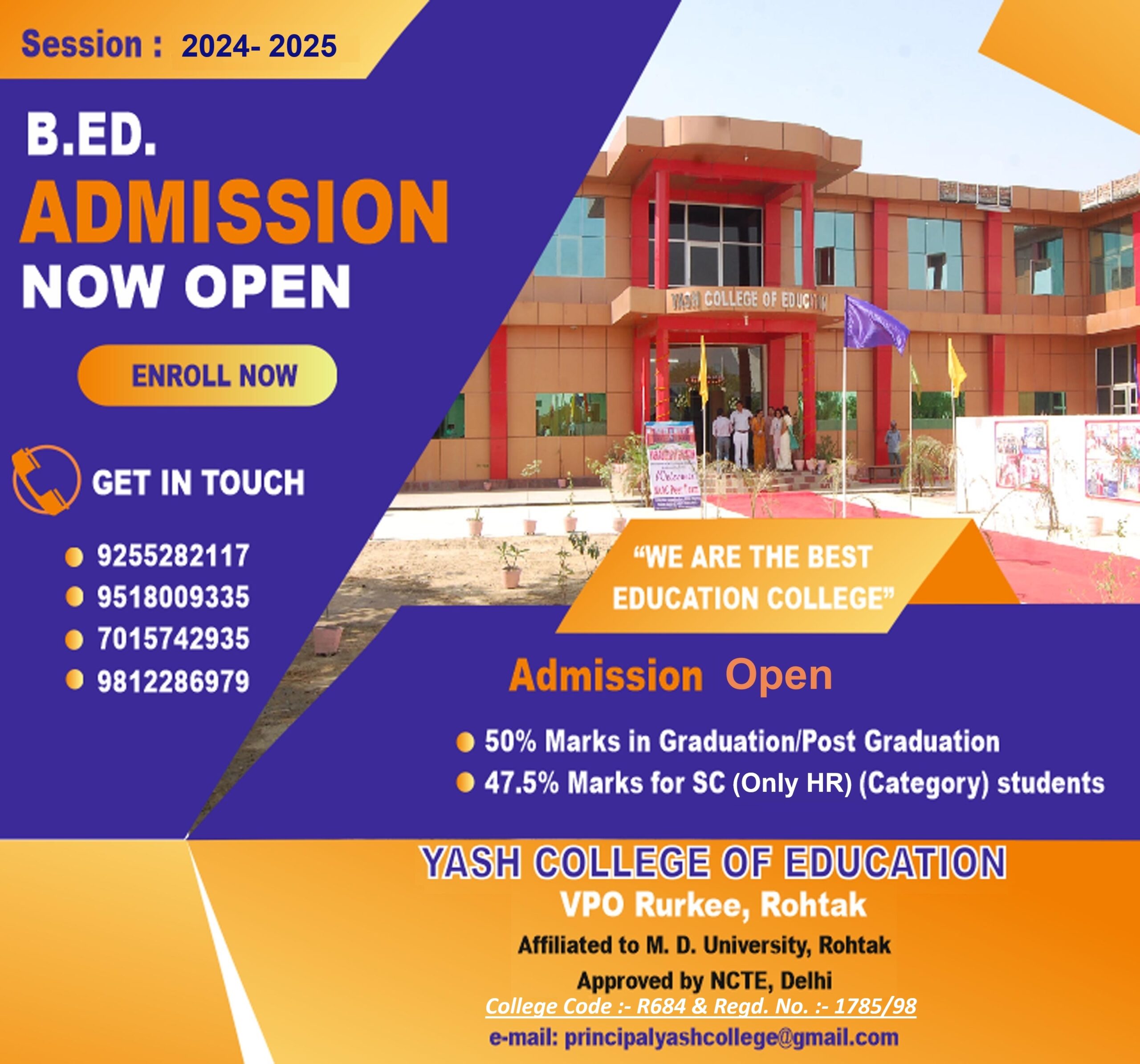 admission open for b ed 1st year session 2024 to 2026