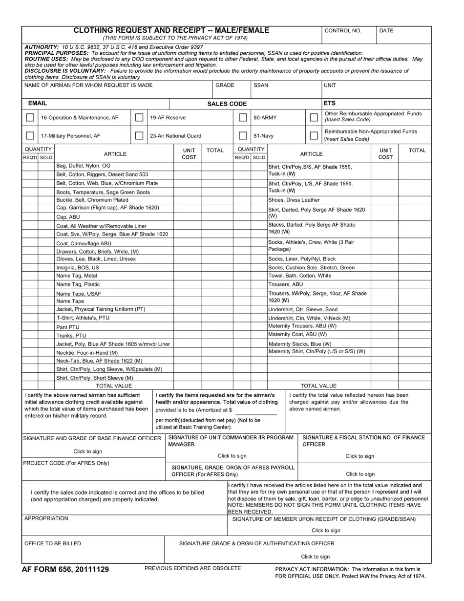 AF Form 656 Fill Out Sign Online And Download Fillable PDF 
