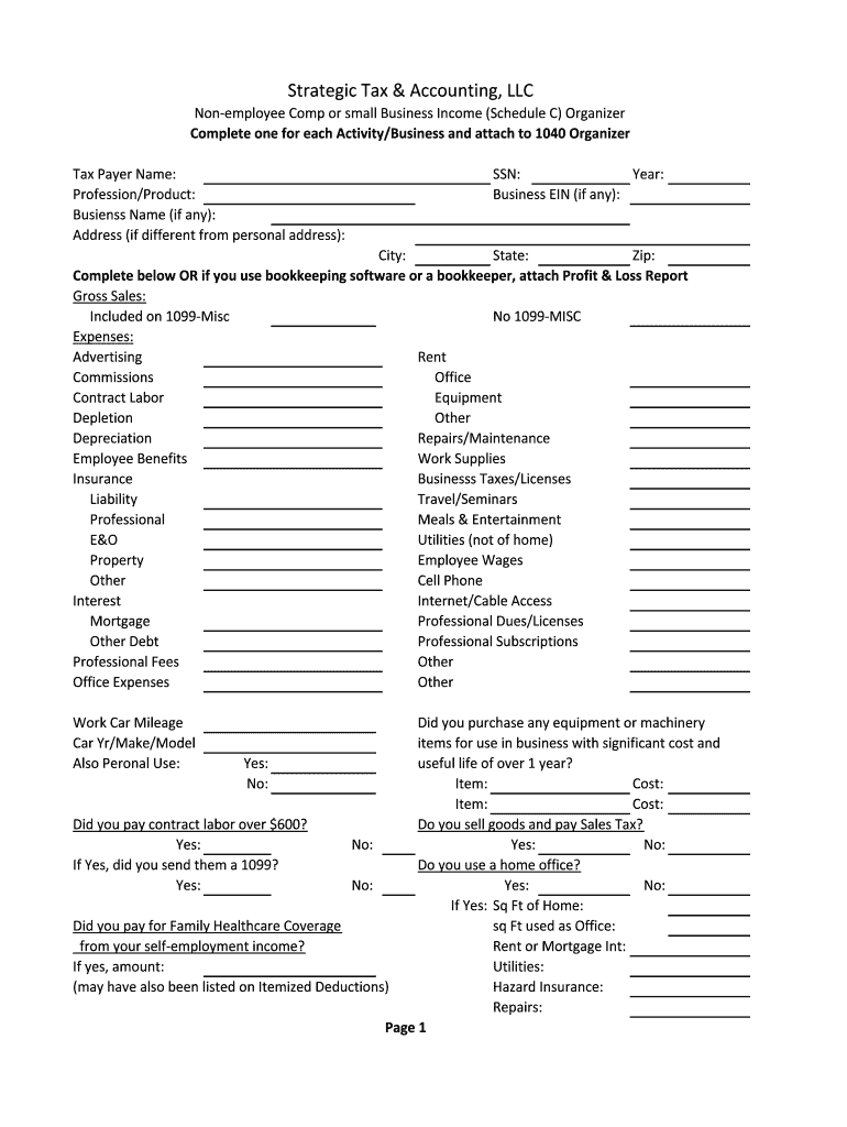 Free Printable Schedule C Worksheet