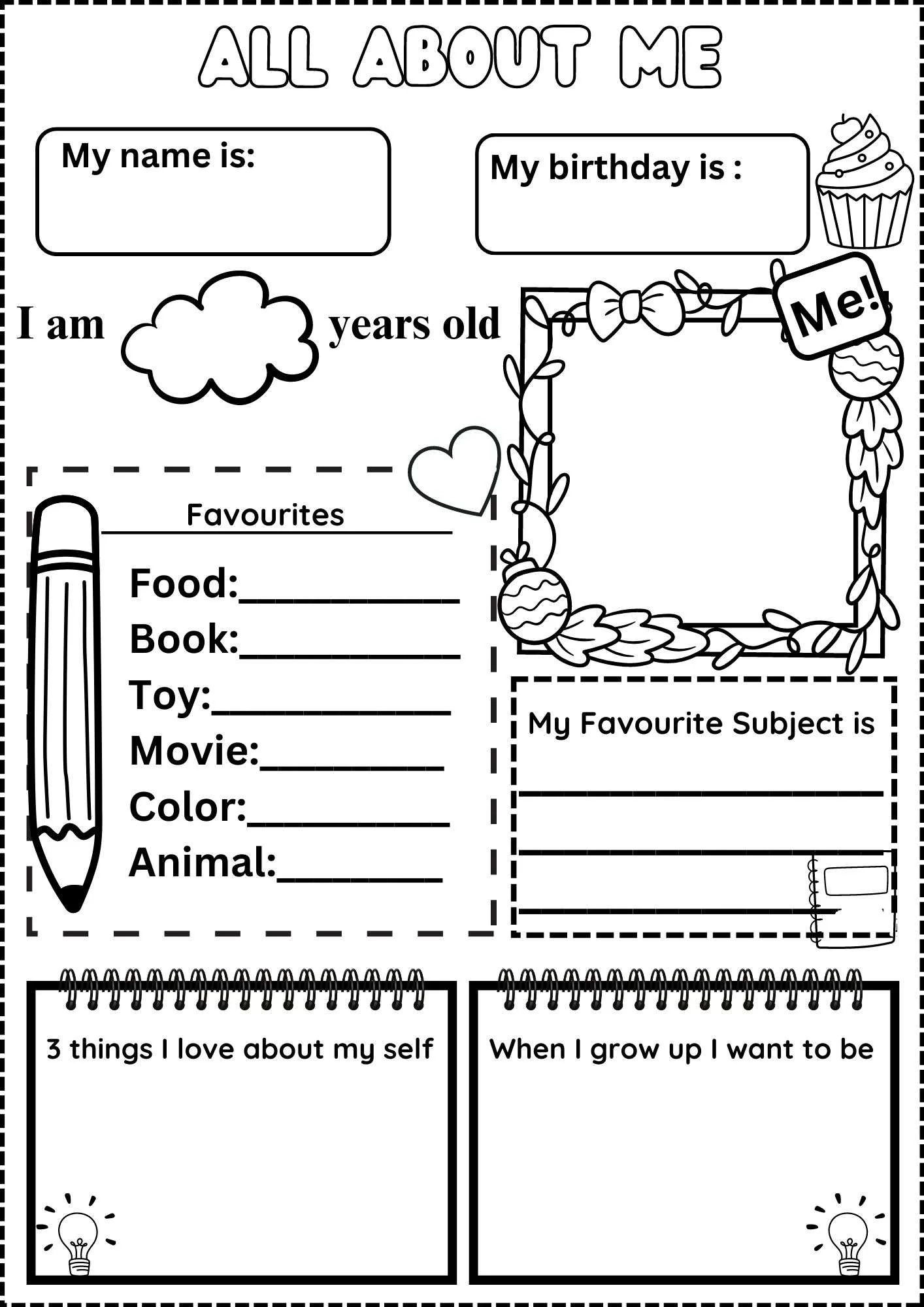 Printable All About Me Worksheets Pdf