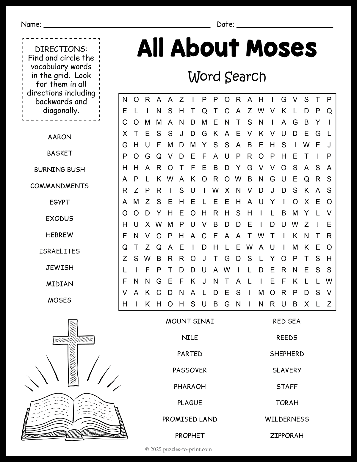 All About Moses Word Search