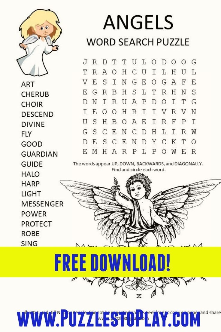 Angels Word Search Puzzles