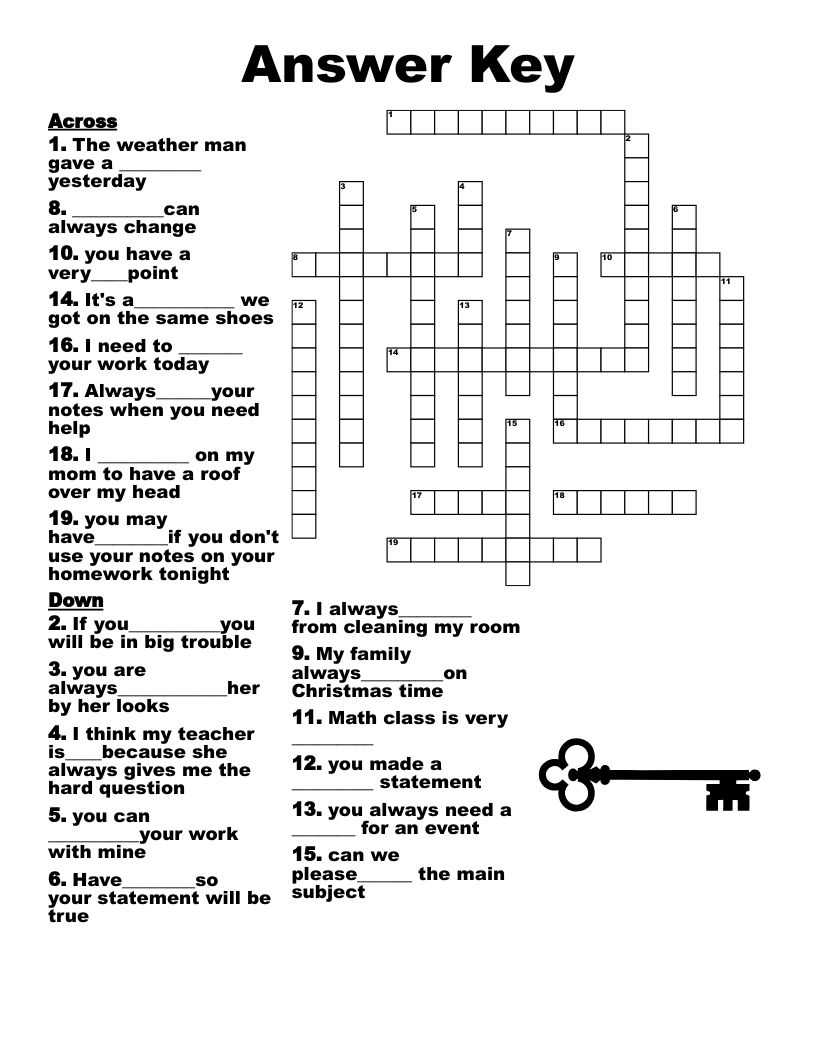 Free Printable Crossword Puzzles And Answers