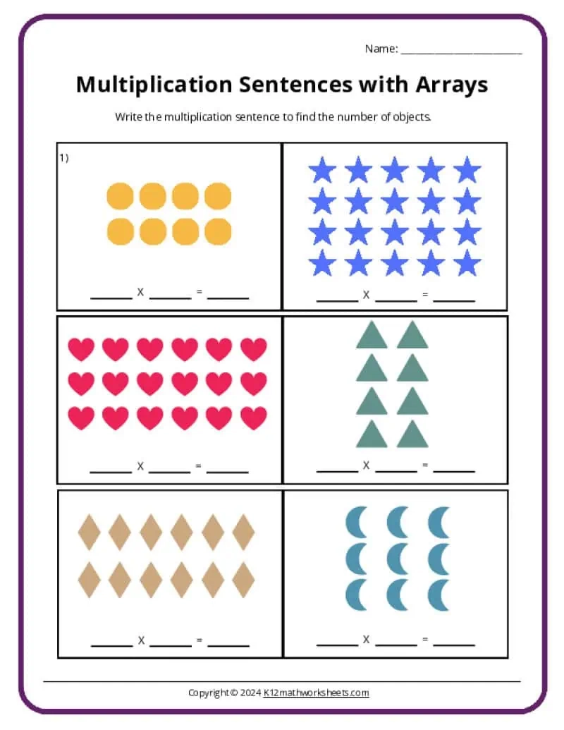 Beginning Multiplication Worksheets An Introduction K12 Math 