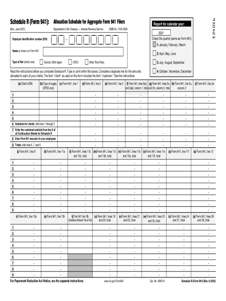 Irs Form 941 Schedule B 2025 Fillable
