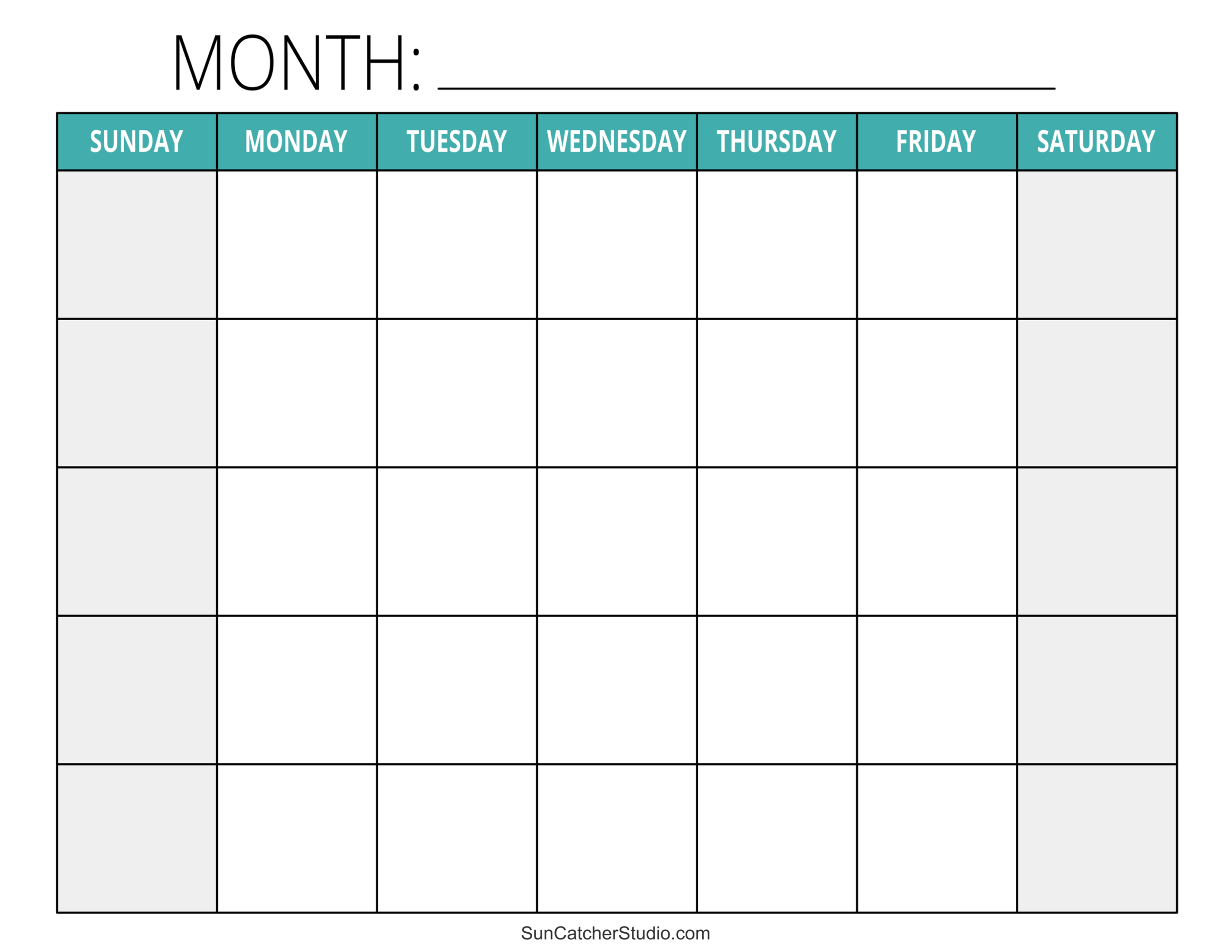 Free Blank Printable Calendar Grid