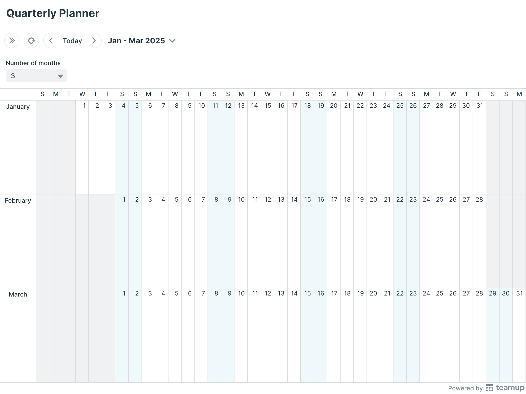 Blank Printable Quarterly Teacher Calendar