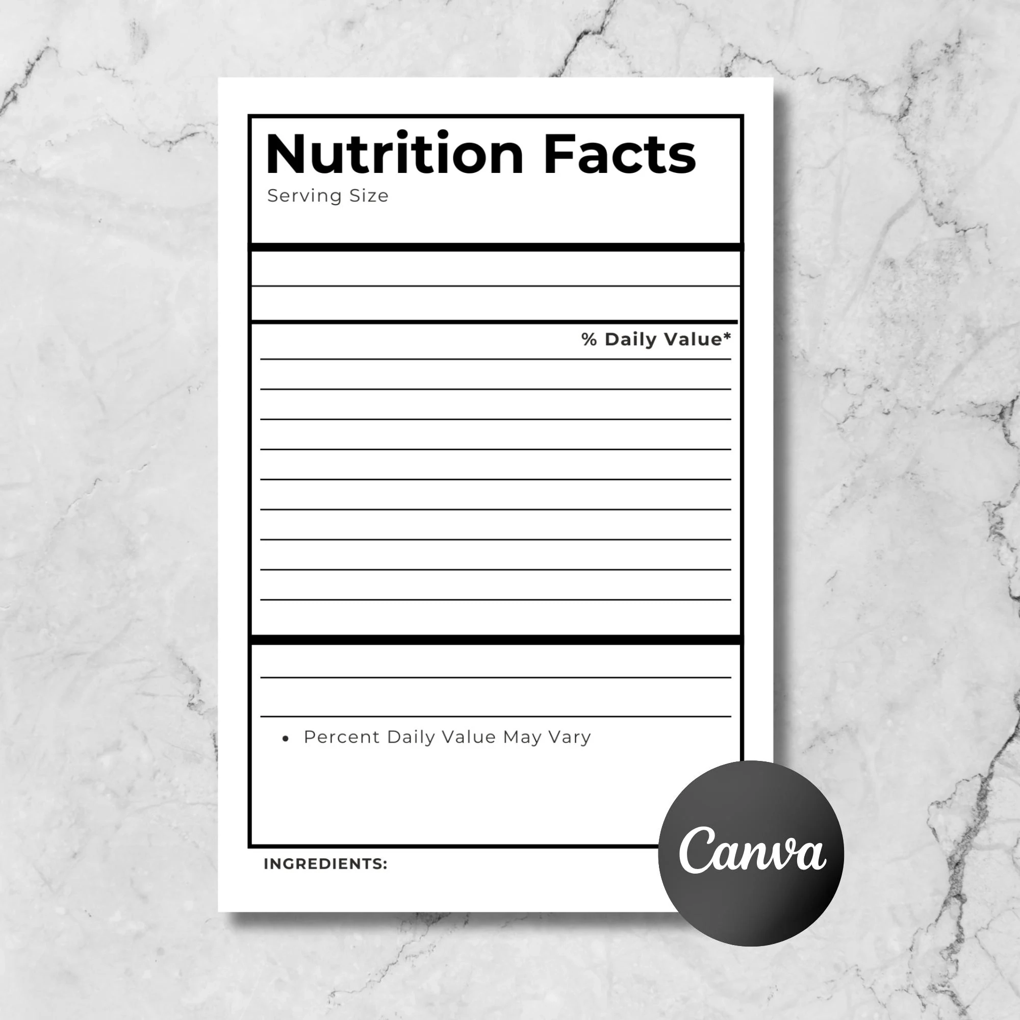 Blank Food Label Worksheet Printable