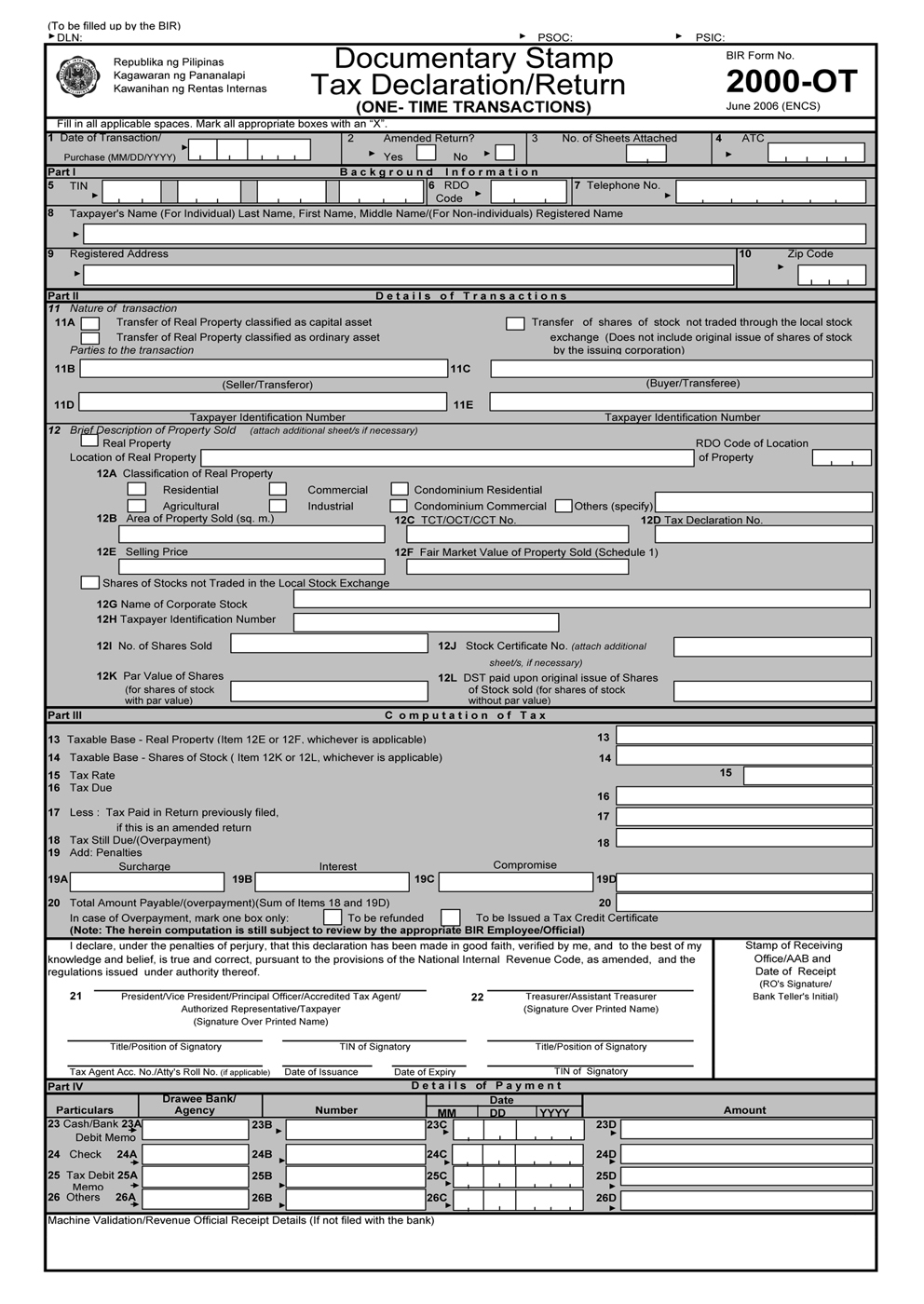 Busapcom BIR Form 2000 OT Download