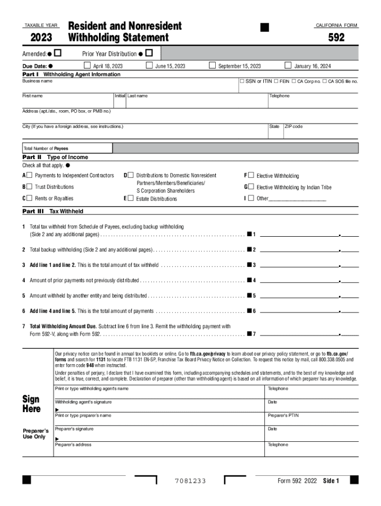 California Form 592 2025