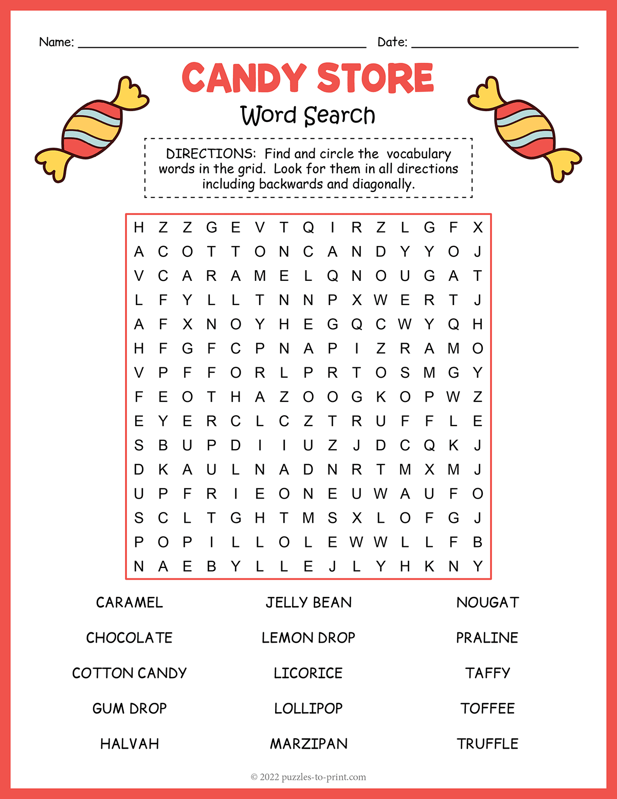 Word Cross Puzzle Printable