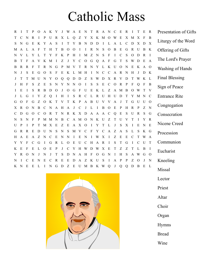 Catholic Word Search Puzzle Printable