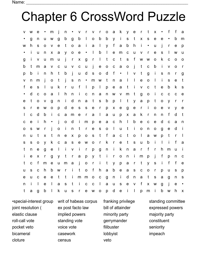 Chapter 6 CrossWord Puzzle Word Search WordMint