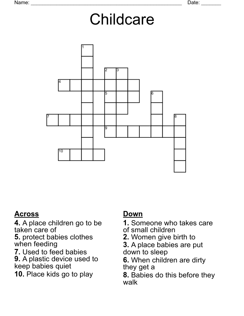 Childcare Crossword WordMint