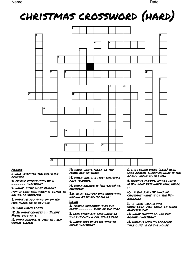 Challenging Crossword Puzzles Printable Free