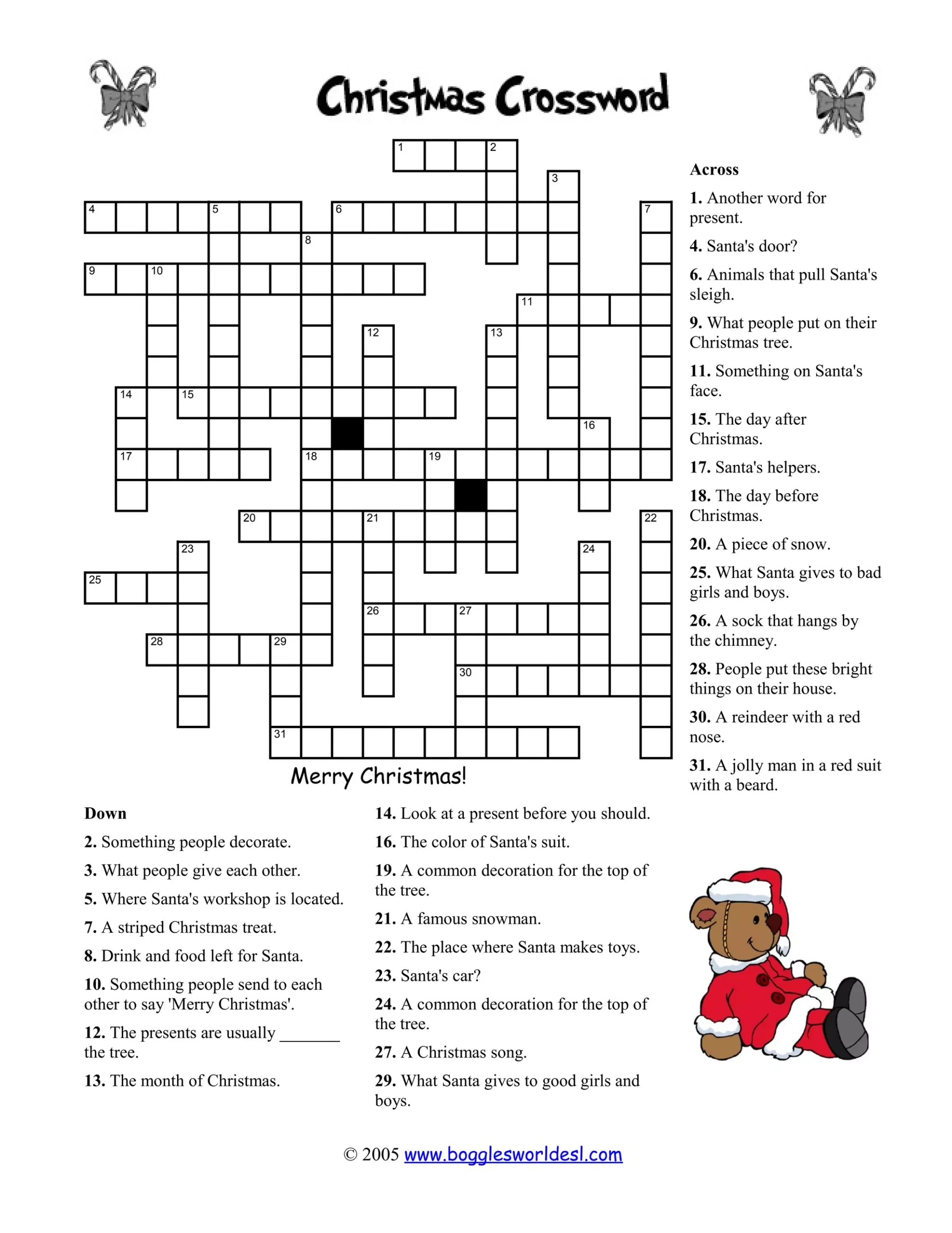 Christmas Crossword not Too Easy DOC