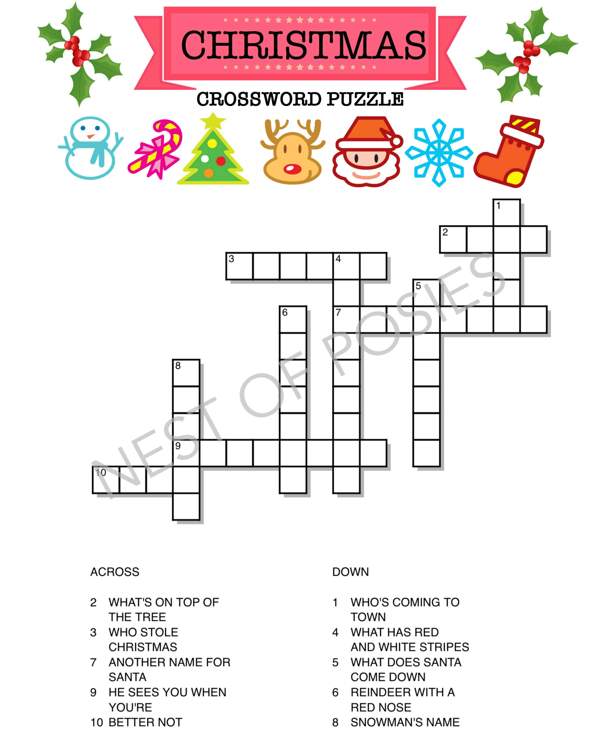 Printable Christmas Crossword Easy
