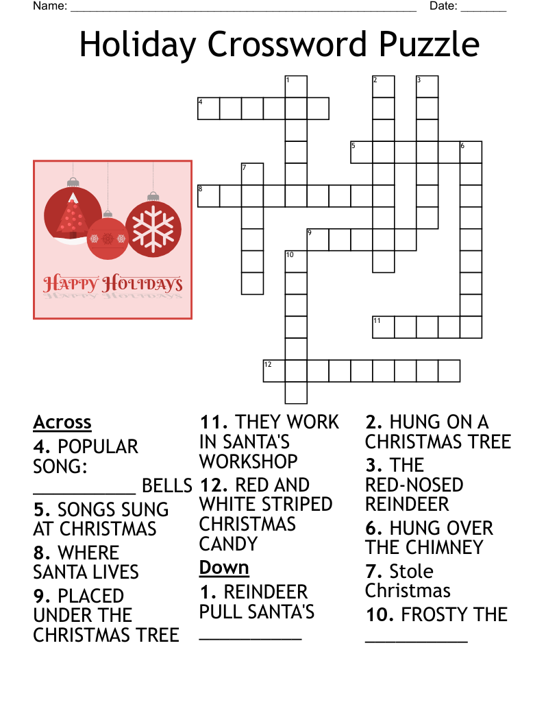 Christmas Songs Crossword Printable