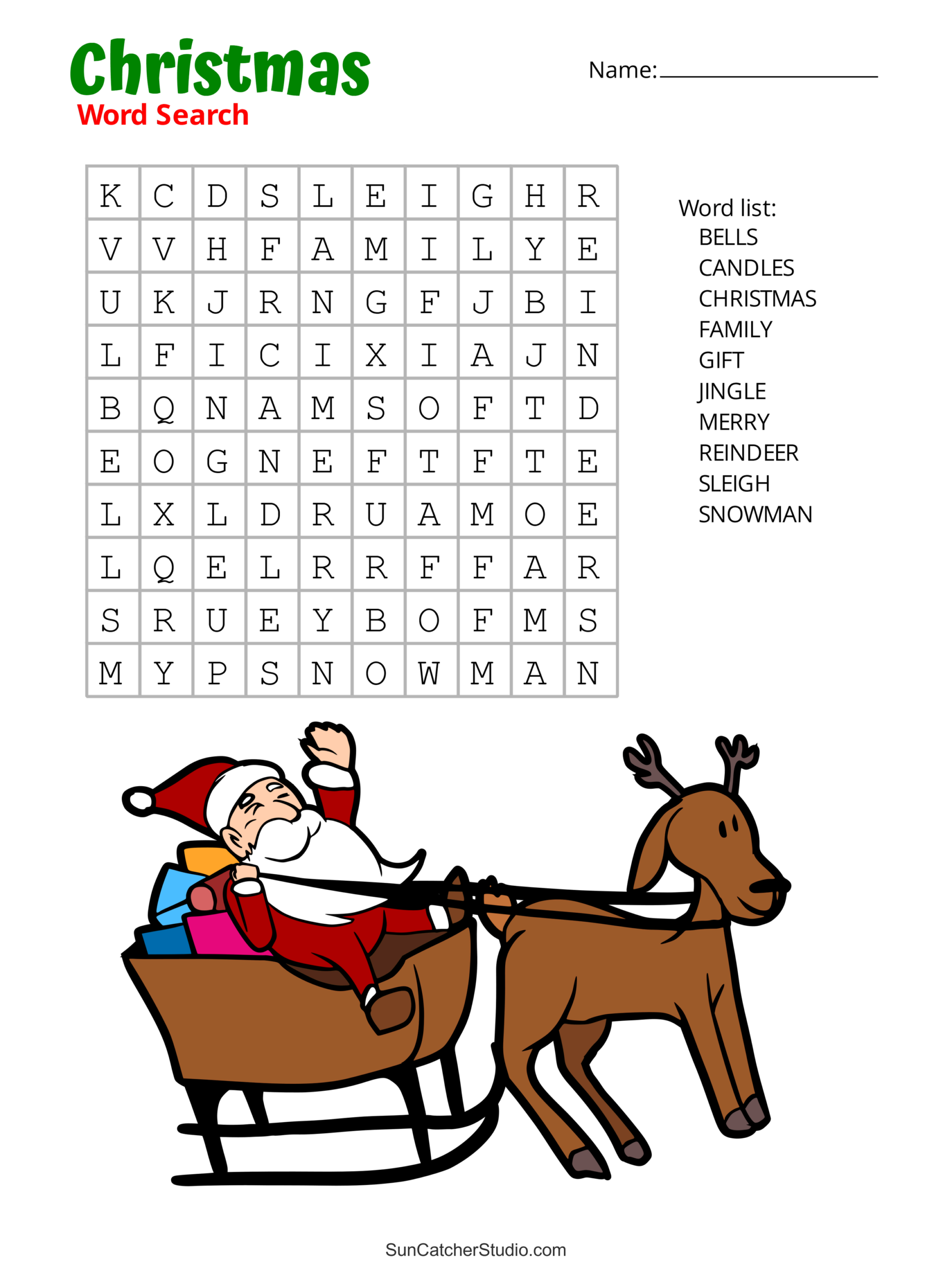 Christmas Search Word Puzzles Printable