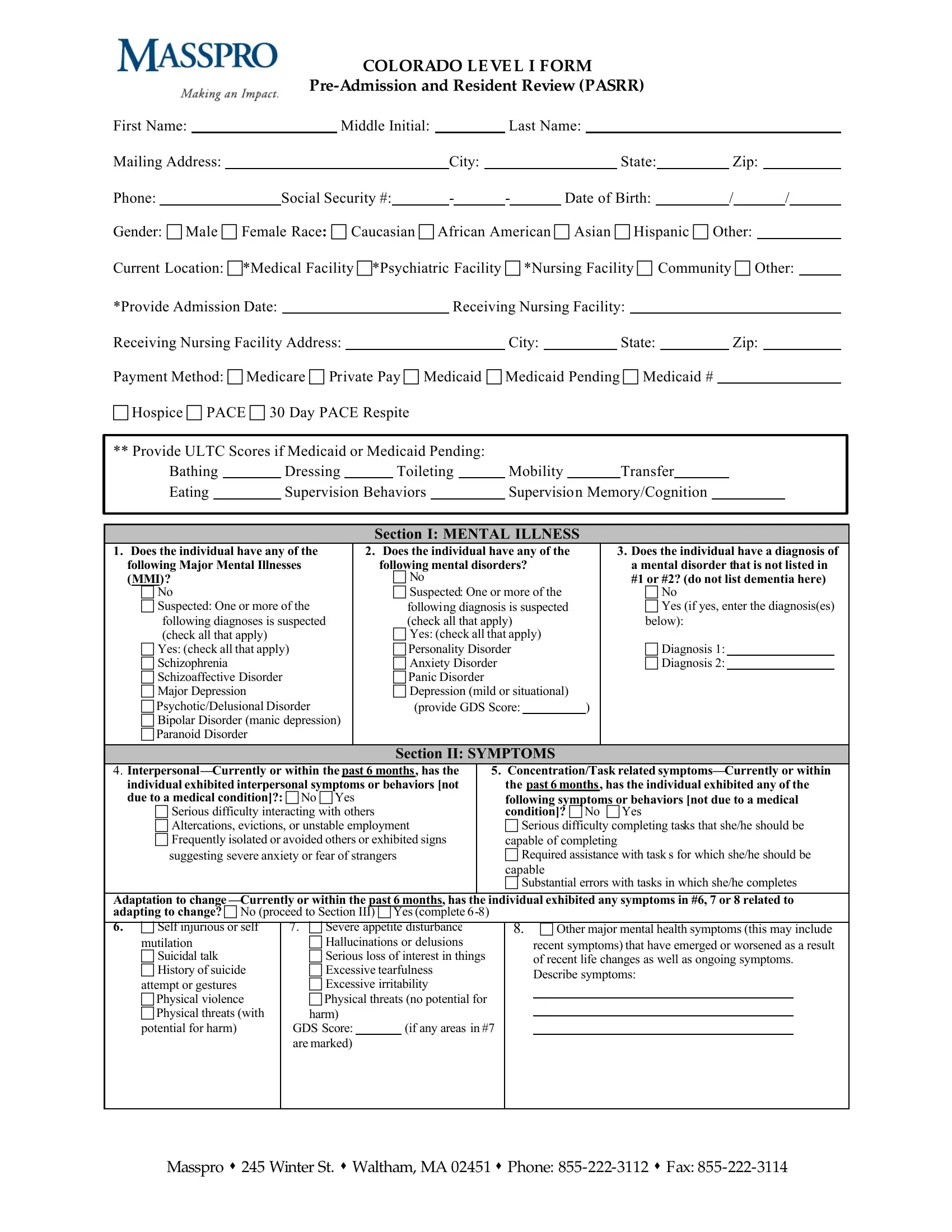 Colorado Post Admission Level 1 Passr PDF Form FormsPal