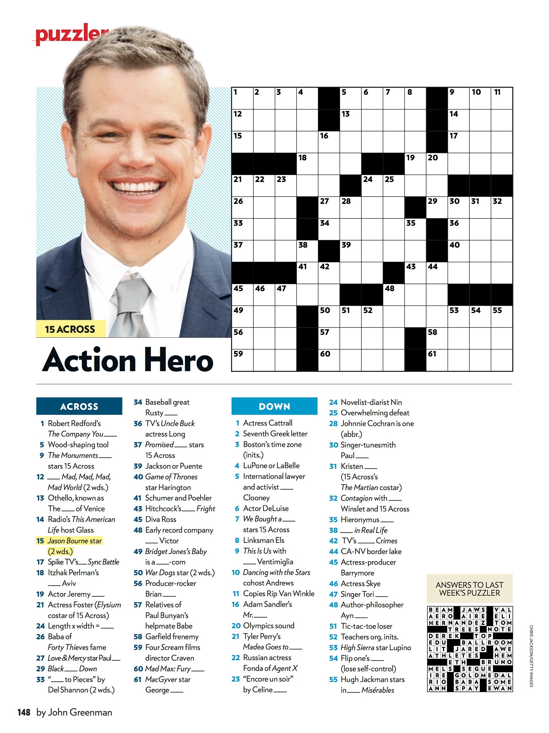Printable People Magazine Crossword Puzzles