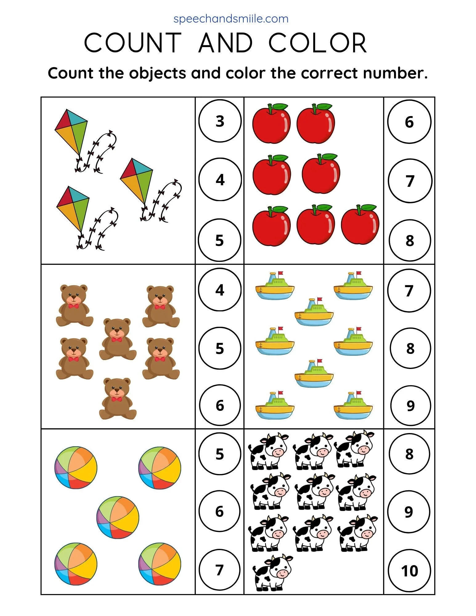 Counting Worksheet To Use With Miniature Objects Printable 