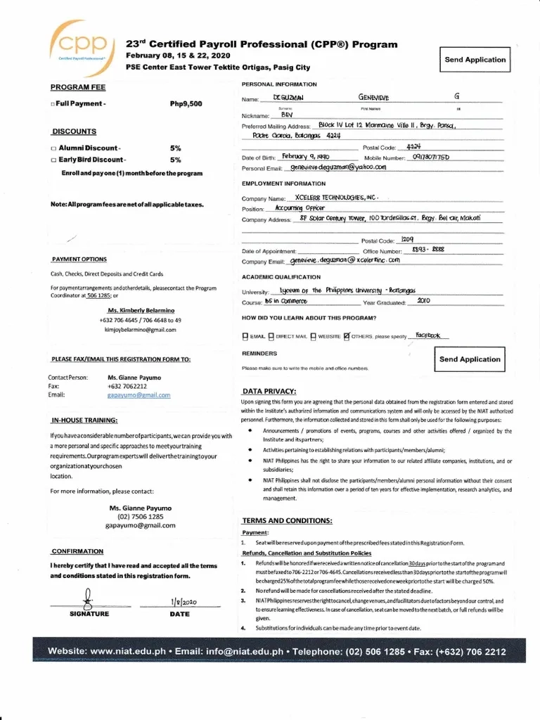 Cpp Application Form Download
