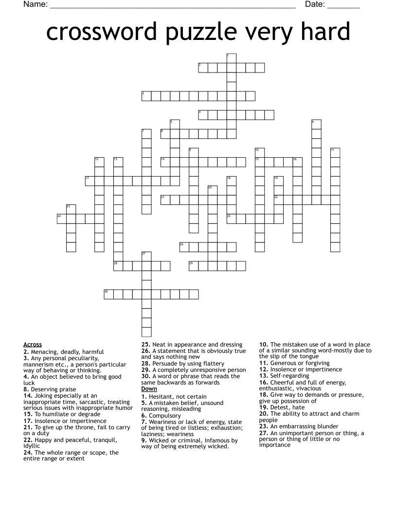 Printable Crossword Puzzles Level