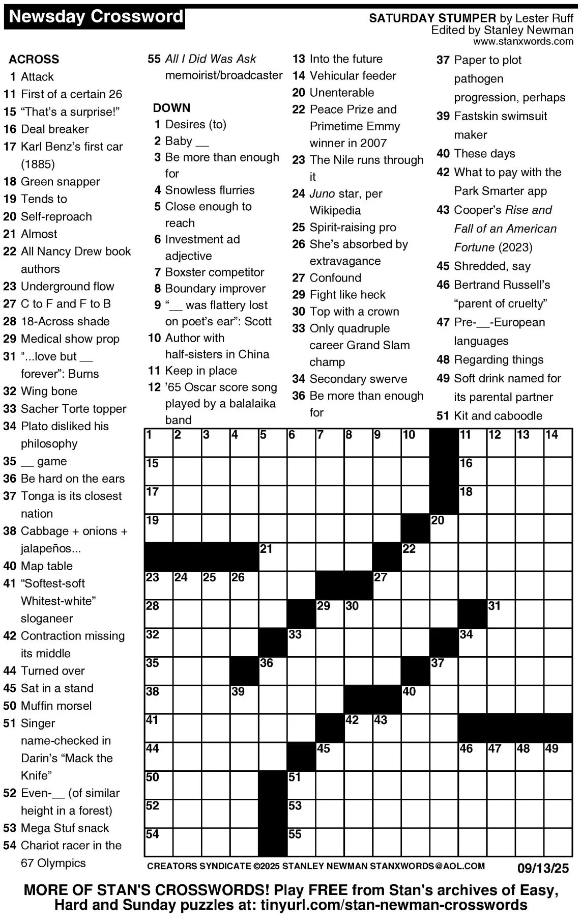 Free Printable Newsday Crossword Puzzles 2020