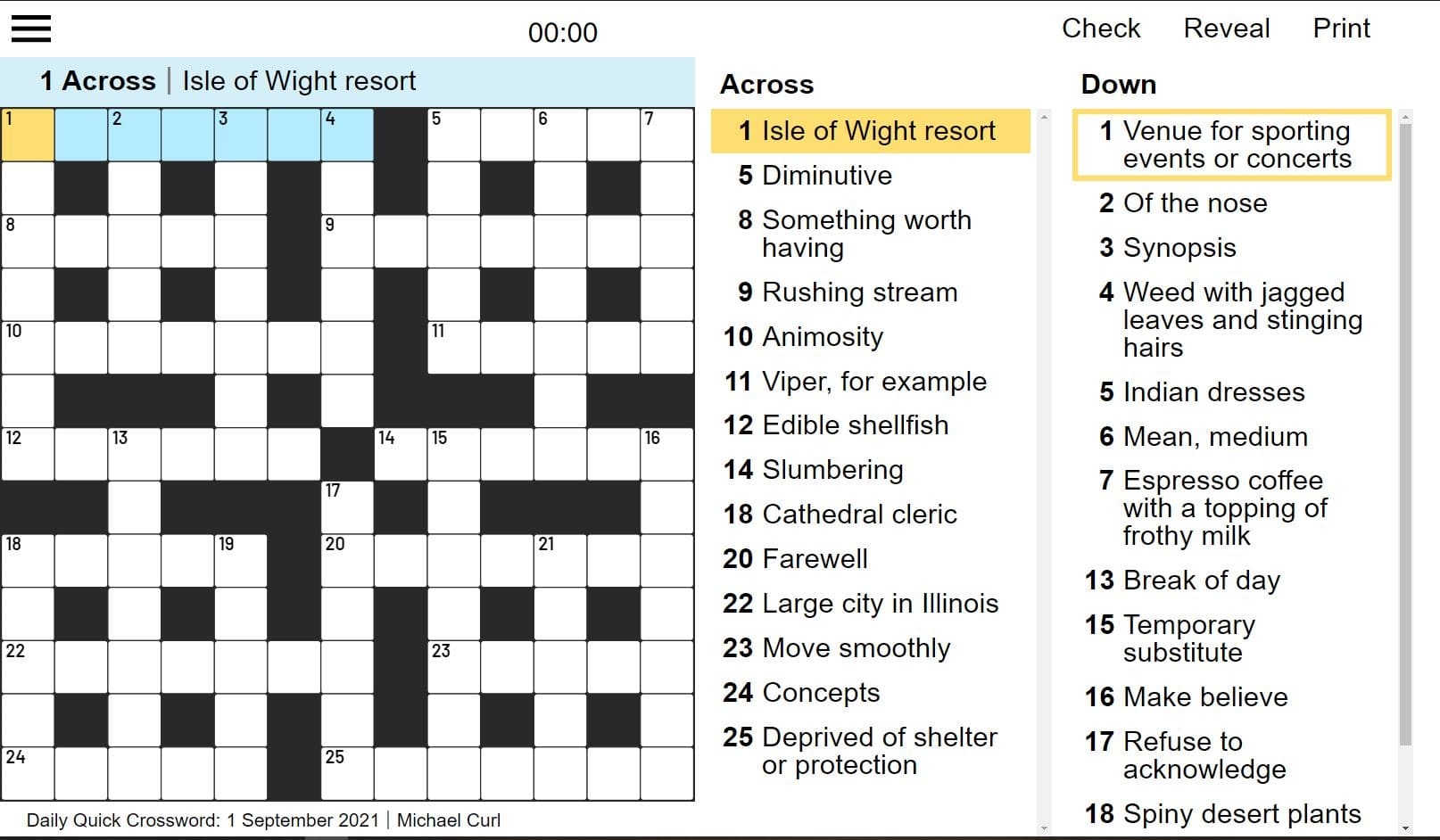 Printable Online Crossword Puzzles Daily