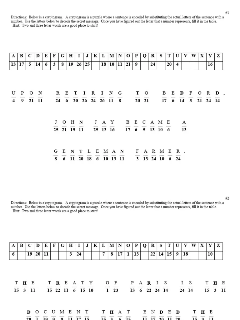 Cryptogram Answers PDF Cryptography Word Puzzles