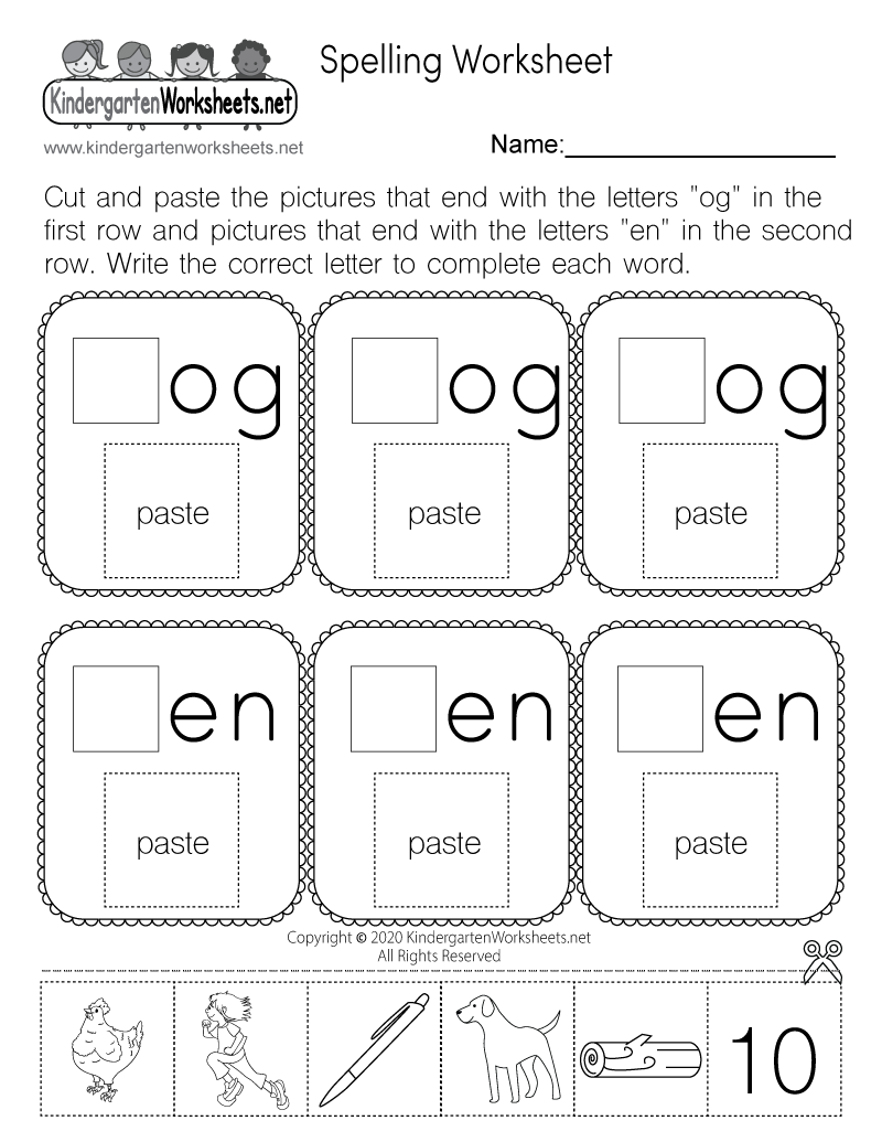 Printable Spelling Worksheets Free
