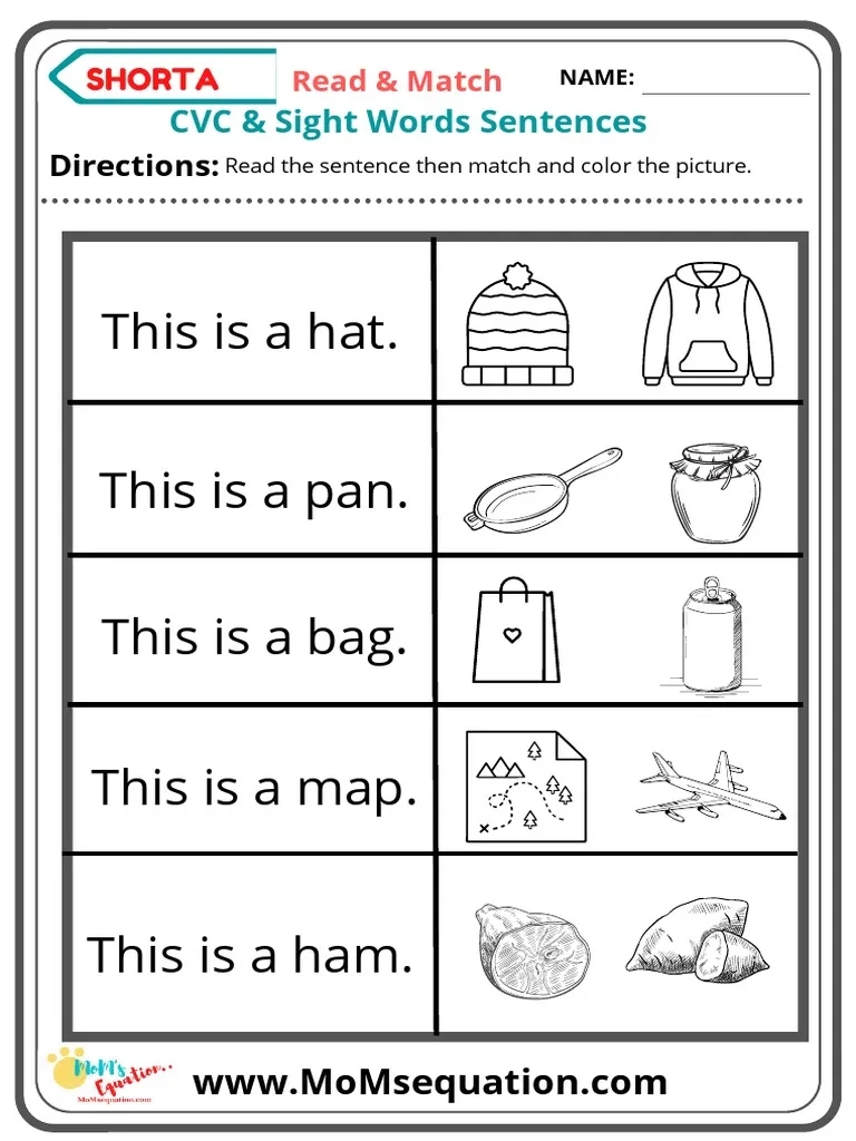 Free Printable Cvc Sentences Worksheets