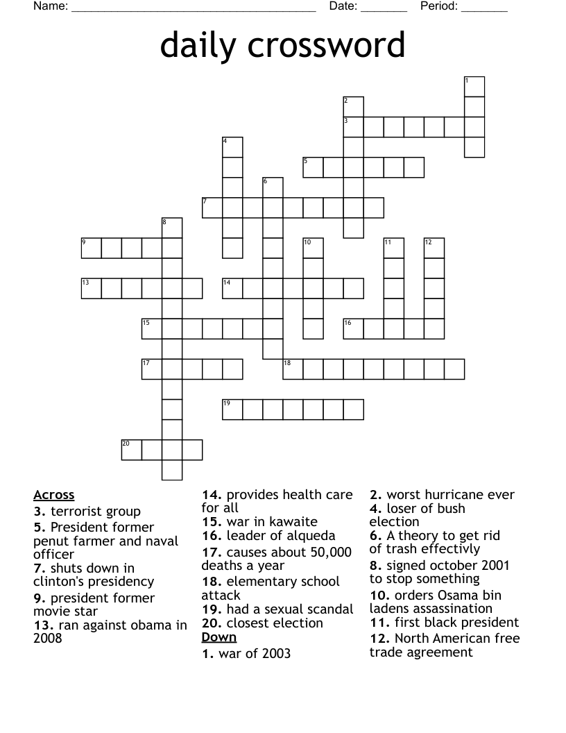 Printable Free Online Crossword Puzzles