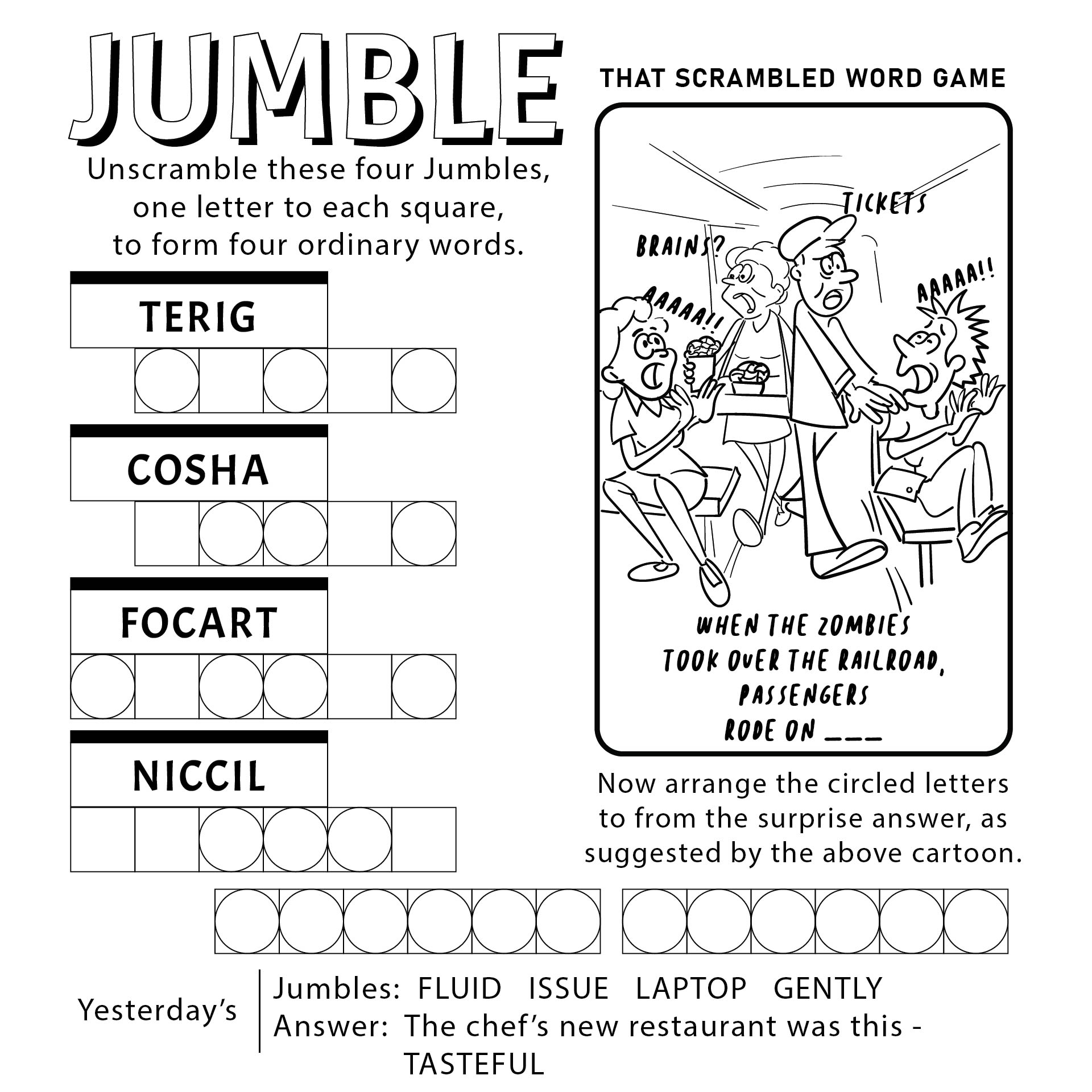 Jumble Daily Puzzle Printable