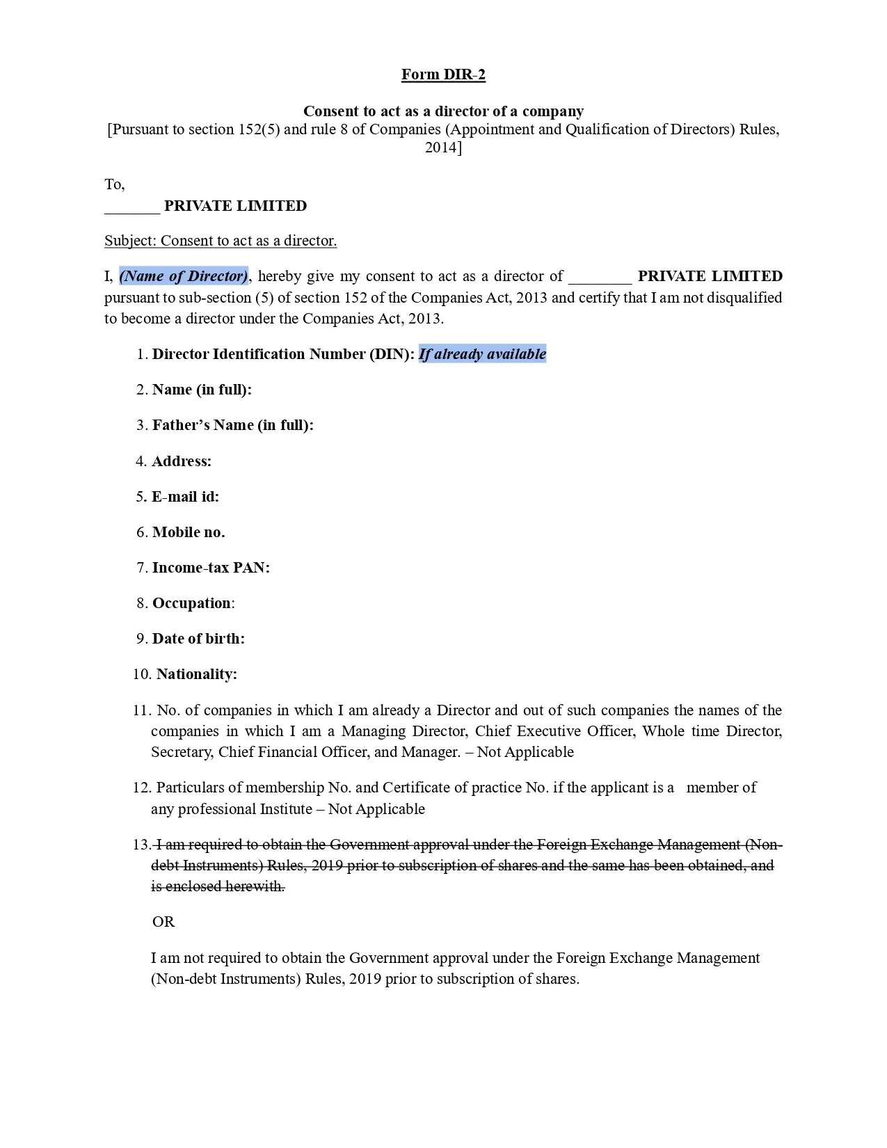 Dir Forms List